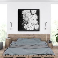 Framed 36 x 36 - Monochrome rose garden