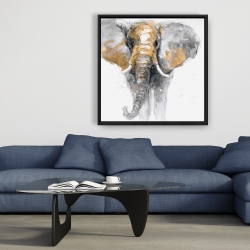 Encadré 36 x 36 - éléphant doré