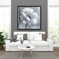 Framed 36 x 36 - Gray & white flowers