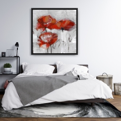 Framed 36 x 36 - Abstract poppies