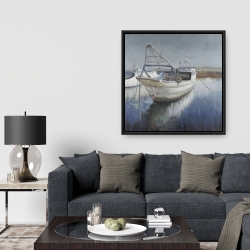 Encadré 36 x 36 - Bateau de pêche bleu