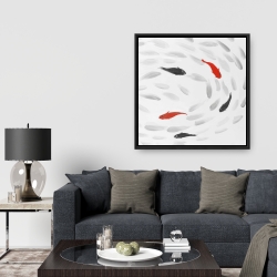 Framed 36 x 36 - Swimming fish swirl