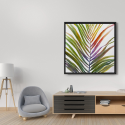 Framed 36 x 36 - Watercolor tropical palm leave