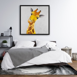 Framed 36 x 36 - Curious giraffe