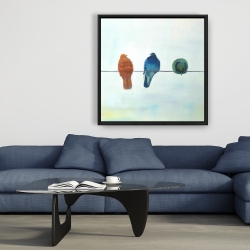 Framed 36 x 36 - Perched abstract birds