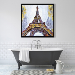 Framed 36 x 36 - Abstract paint splash eiffel tower