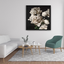 Encadré 36 x 36 - Pivoines beige