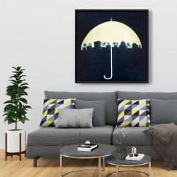 Framed 36 x 36 - A city under a umbrellas