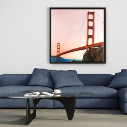 Framed 36 x 36 - Sunset on the golden gate bridge