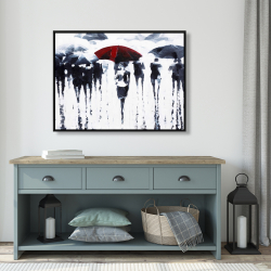 Encadré 36 x 48 - Silhouettes abstraites sous la pluie
