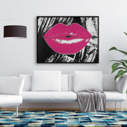 Framed 36 x 48 - Pink glossy lips