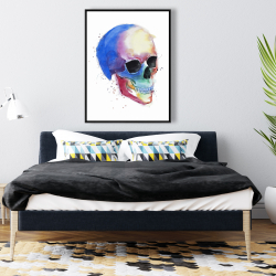 Framed 36 x 48 - Watercolor colorful skull profile