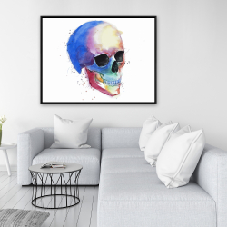 Encadré 36 x 48 - Profil de crâne coloré aquarelle