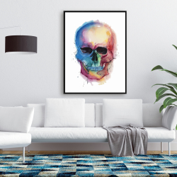 Framed 36 x 48 - Watercolor colorful skull