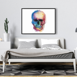 Framed 36 x 48 - Watercolor colorful skull