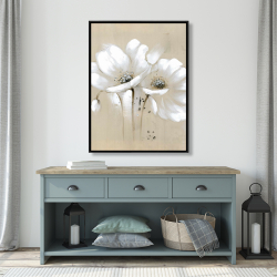 Framed 36 x 48 - White abstract wild flowers