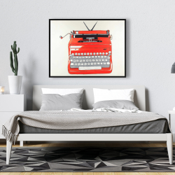 Framed 36 x 48 - Red typewritter machine