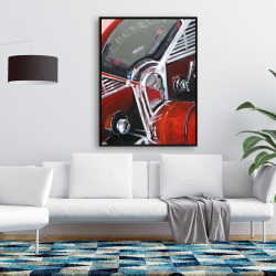 Framed 36 x 48 - Vintage red car dashboard