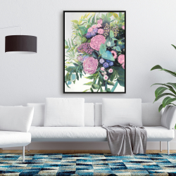 Encadré 36 x 48 - Mélodie de fleurs fuchsia