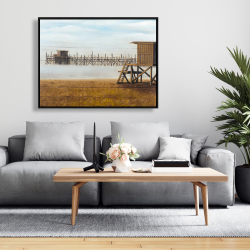 Framed 36 x 48 - Lifeguard tower at the beach
