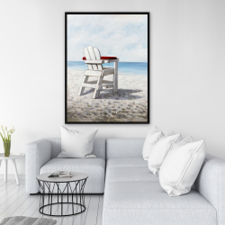 Framed 36 x 48 - White beach chair