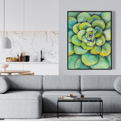 Framed 36 x 48 - Watercolor succulent plant