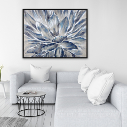 Framed 36 x 48 - Blue and gray flower