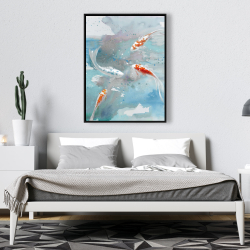 Framed 36 x 48 - Koi fish in blue water