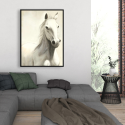 Framed 36 x 48 - Gallant white horse