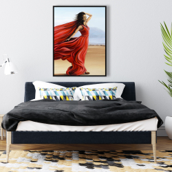 Encadré 36 x 48 - Robe rouge dans le désert