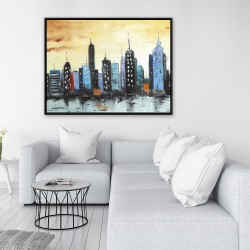 Framed 36 x 48 - Skyline on cityscape