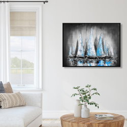 Encadré 36 x 48 - Voiliers bleus 