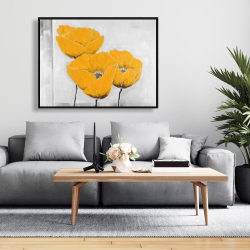 Framed 36 x 48 - Three yellow flowers