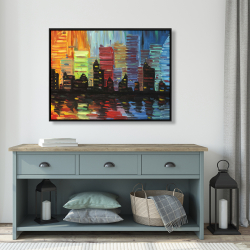 Framed 36 x 48 - Colorful cityscape