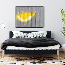 Framed 36 x 48 - Yellow eye graffiti on a container