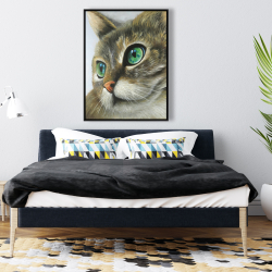 Framed 36 x 48 - Peaceful cat portrait