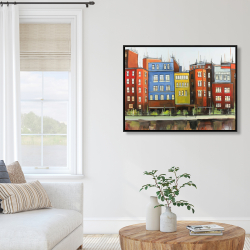 Framed 36 x 48 - Boston colorful buildings
