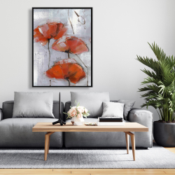 Framed 36 x 48 - Abstract poppies