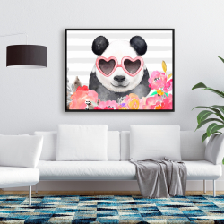 Framed 36 x 48 - Panda with heart-shaped glasses