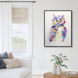 Framed 36 x 48 - Textured abstract owl