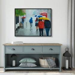 Encadré 36 x 48 - Gens marchant par un jour de pluie