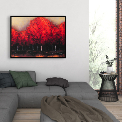 Framed 36 x 48 - Red dark trees