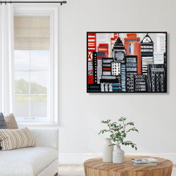 Framed 36 x 48 - Geometric urban landscape