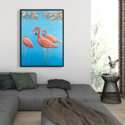 Framed 36 x 48 - Group of flamingos