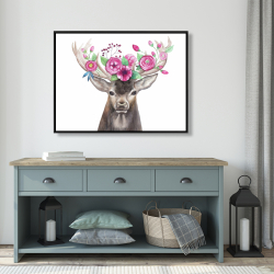 Framed 36 x 48 - Deer head with flowers