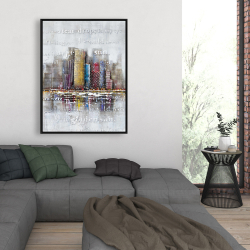 Framed 36 x 48 - Buildings with typography in relief