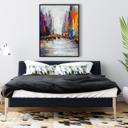 Framed 36 x 48 - Color spotted street with taxis