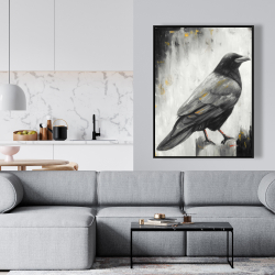 Framed 36 x 48 - Crow bird