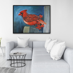 Framed 36 x 48 - Redbreast bird on a branch