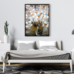 Encadré 36 x 48 - Paon abstrait tacheté de couleurs